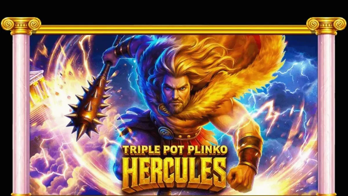 Tampilan layar mobile game slot Triple Pot Plinko – Hercules dengan grafis mitologi yang tajam.