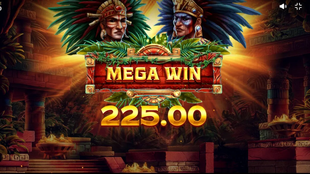 Tampilan visual slot Aztec Tribute dengan latar belakang hutan dan reruntuhan Aztec.